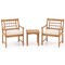 3 Piece Wood Patio Furniture Set with Seat Cushions and Acacia Wood Frame